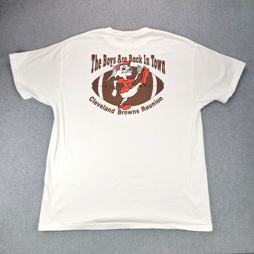 Delta Cleveland Browns T Shirt Mens XL White Vintage Brownie Elf Mascot USA